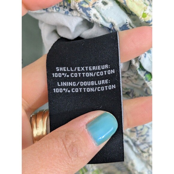 7 For All Mankind Eyelet Peplum Button Front Blouse Floral Romantic Peasant XS - Picture 8 of 9